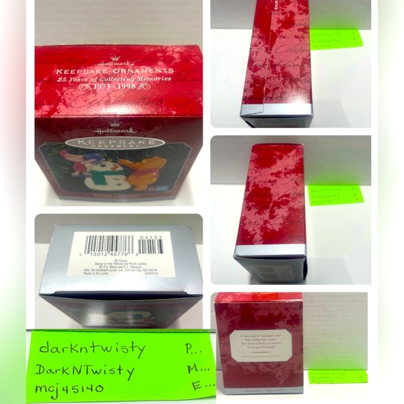 BNIB Vintage 1998 Hallmark Keepsake Ornament Winnie the Pooh Building a Snowman - Picture 12 of 16